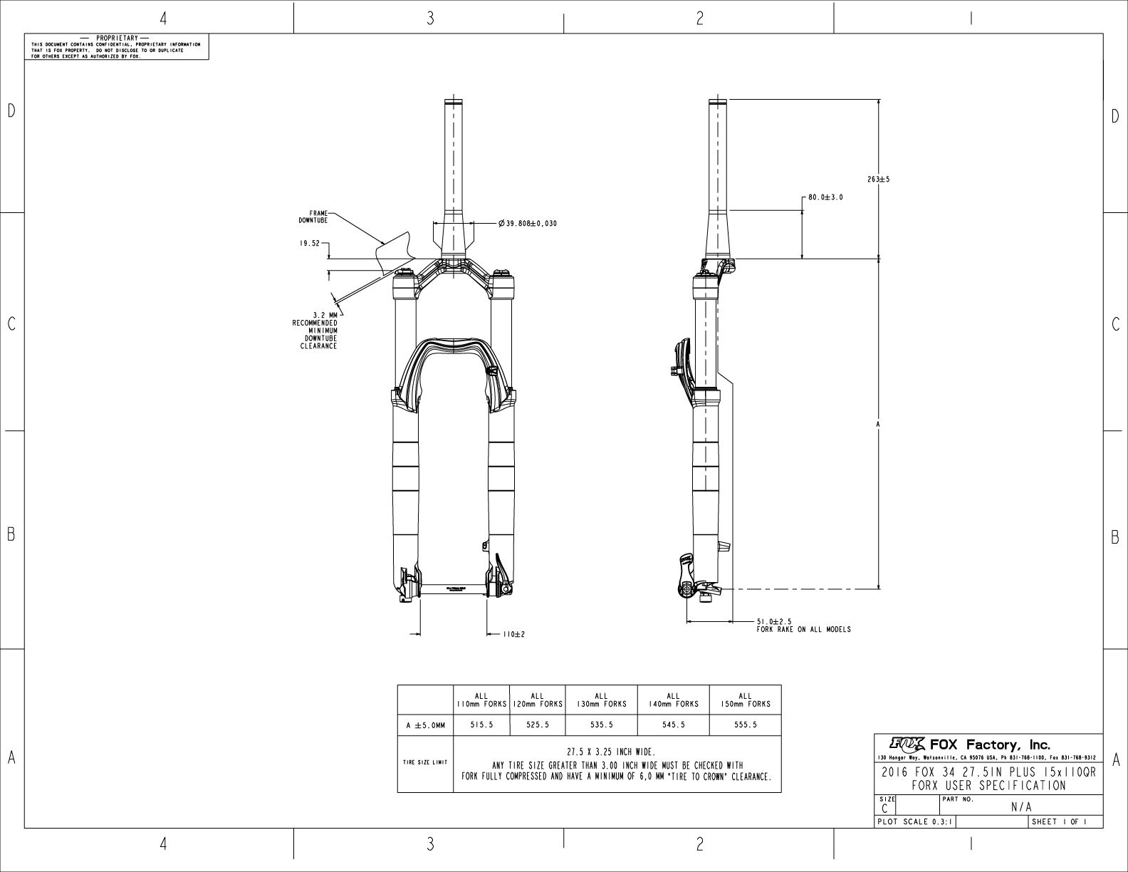 FORK- 2016 34mm User Specification Drawings | Bike Help Center | FOX