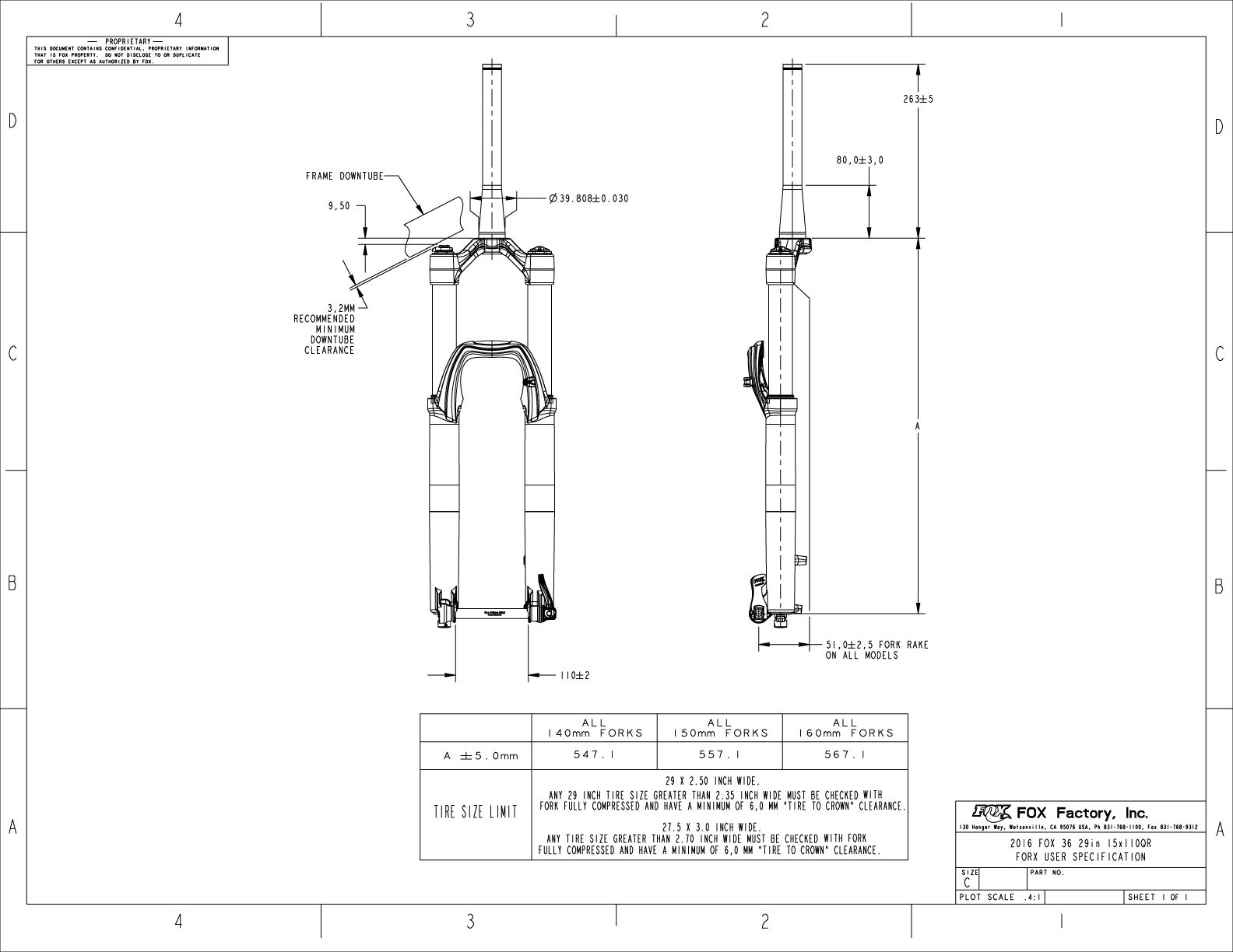 FORK- 2017-2020 36mm User Specification Drawings | Bike Help