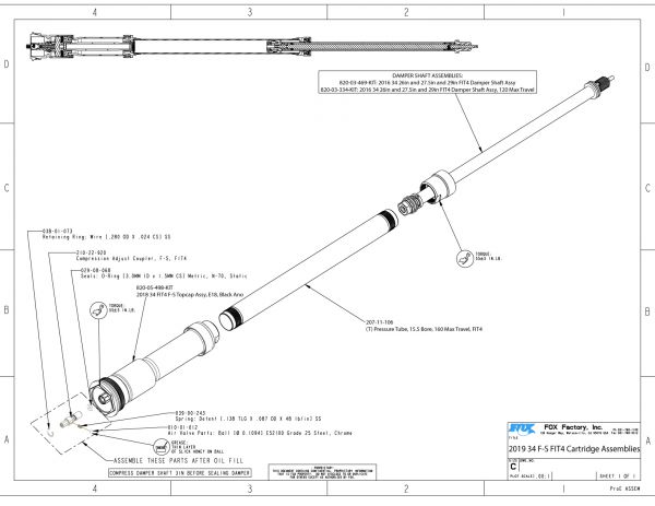 2019 32 29 130mm 820-18-098-KIT Grip Fox Shox Cartridge Assembly