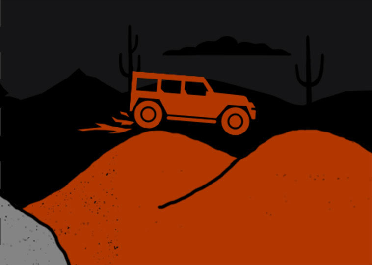 Jeep on Desert terrain